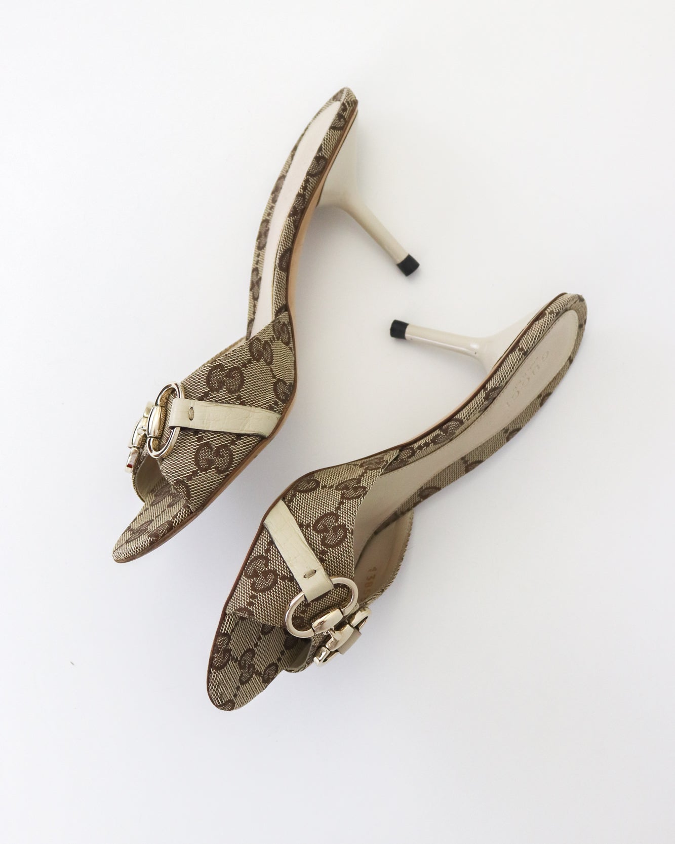 Vintage 2000s Gucci GG Monogram Canvas Mule Heels Horsebit Detail / 36 (US 6)