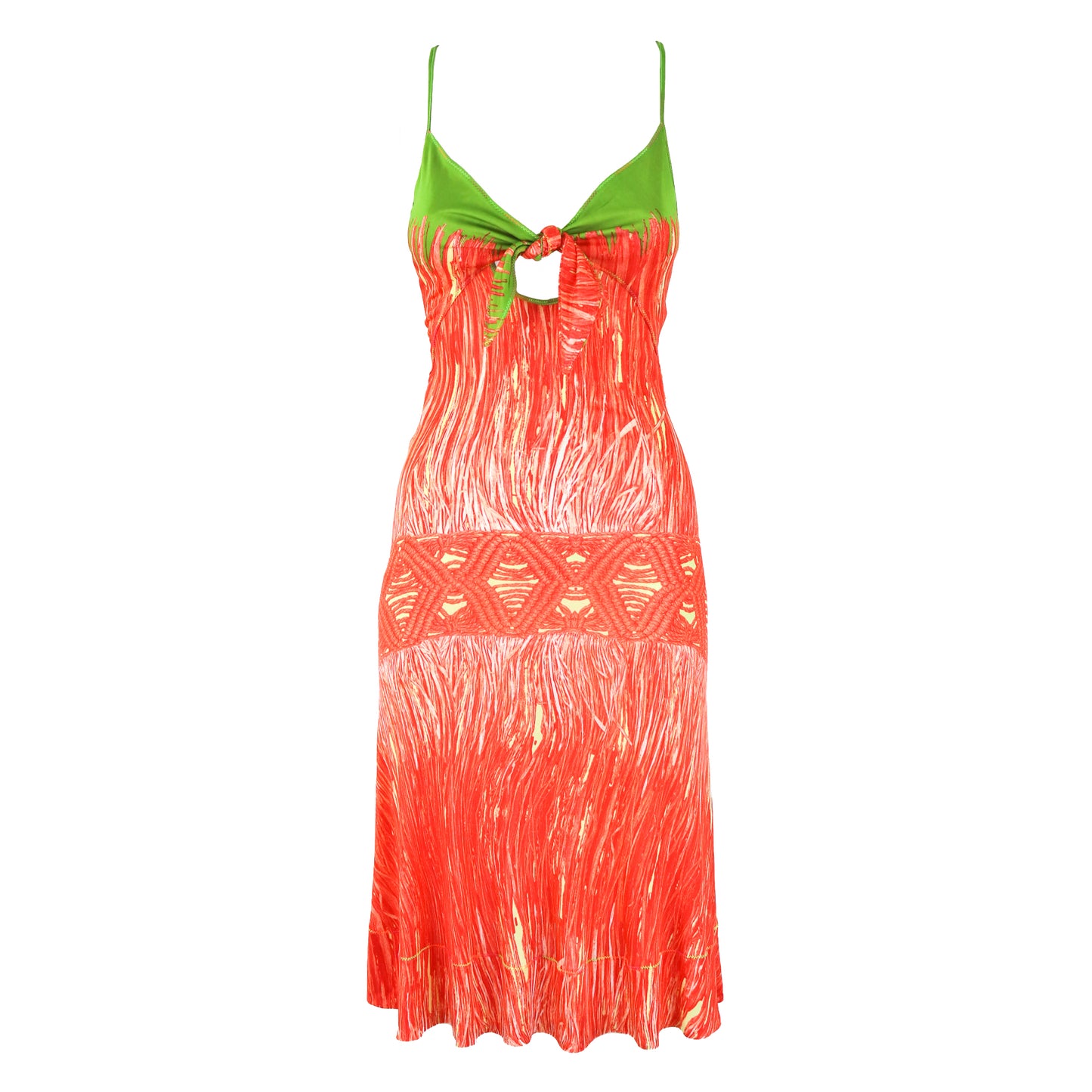 Vintage 2000s Roberto Cavalli Just Cavalli Cutout Tie Front Viscose Dress / IT 42 (S)