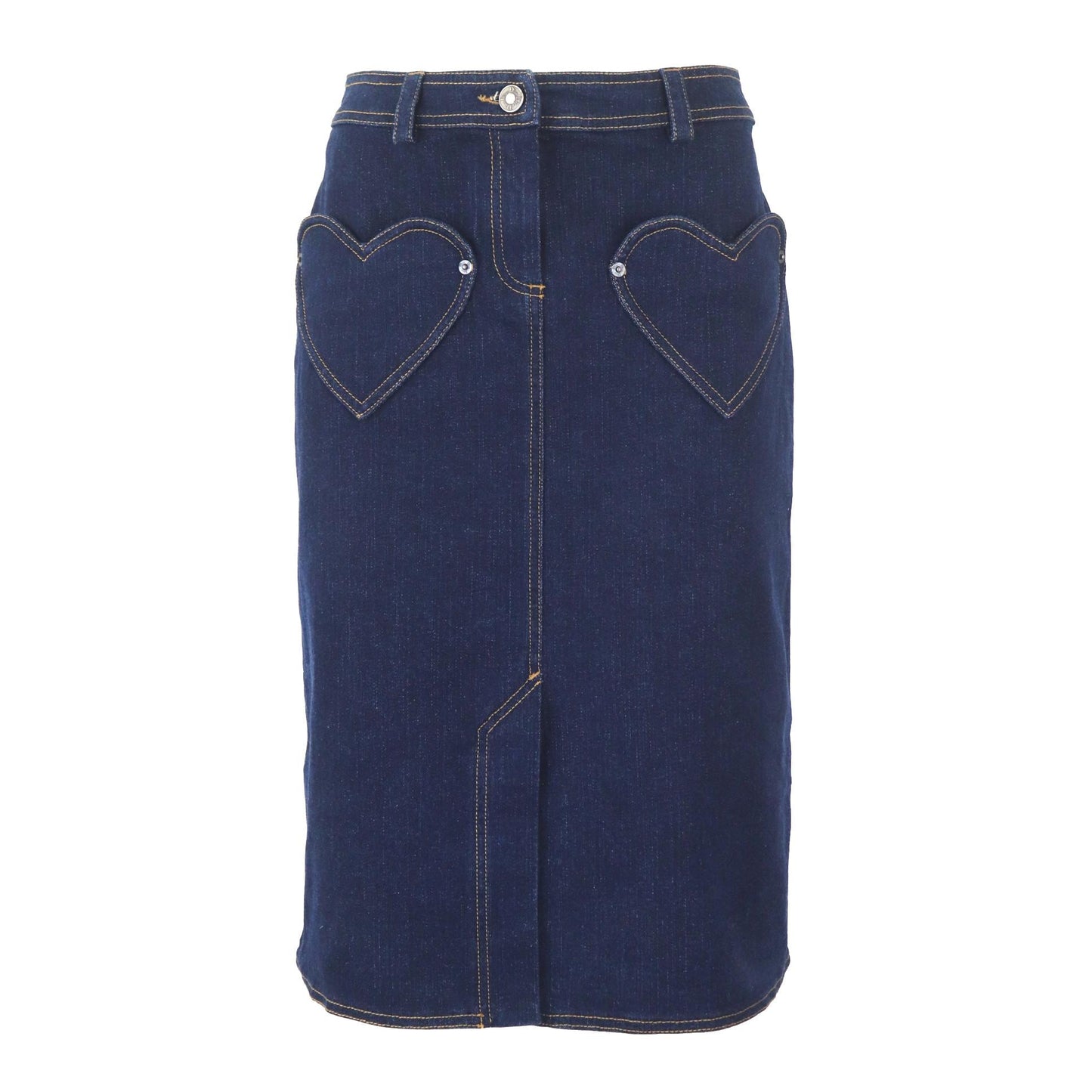 Vintage 2005 Christian Dior Boutique Galliano Era Denim Midi Skirt Heart Shaped Pockets / IT 42 (S-M)