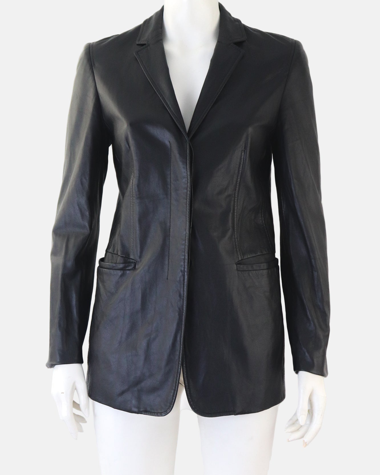 Vintage Calvin Klein Collection Black Soft Leather Blazer Jacket / 4 (XS-S)