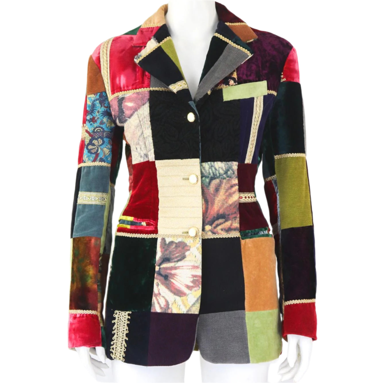 Vintage F/W 1992 Dolce&Gabbana Velvet Patchwork Runway Blazer / S-M