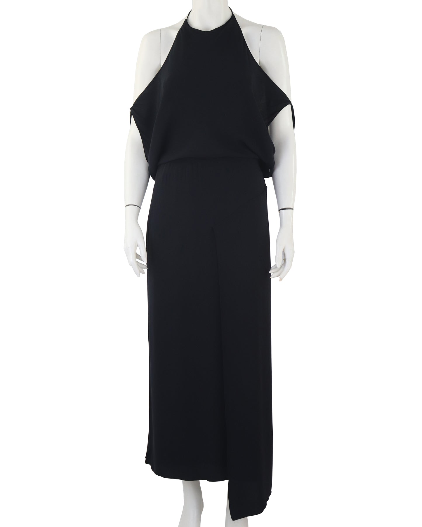 Vintage F/W 2001 Calvin Klein Collection Long Black Silk Dress Runway Gown / S-M