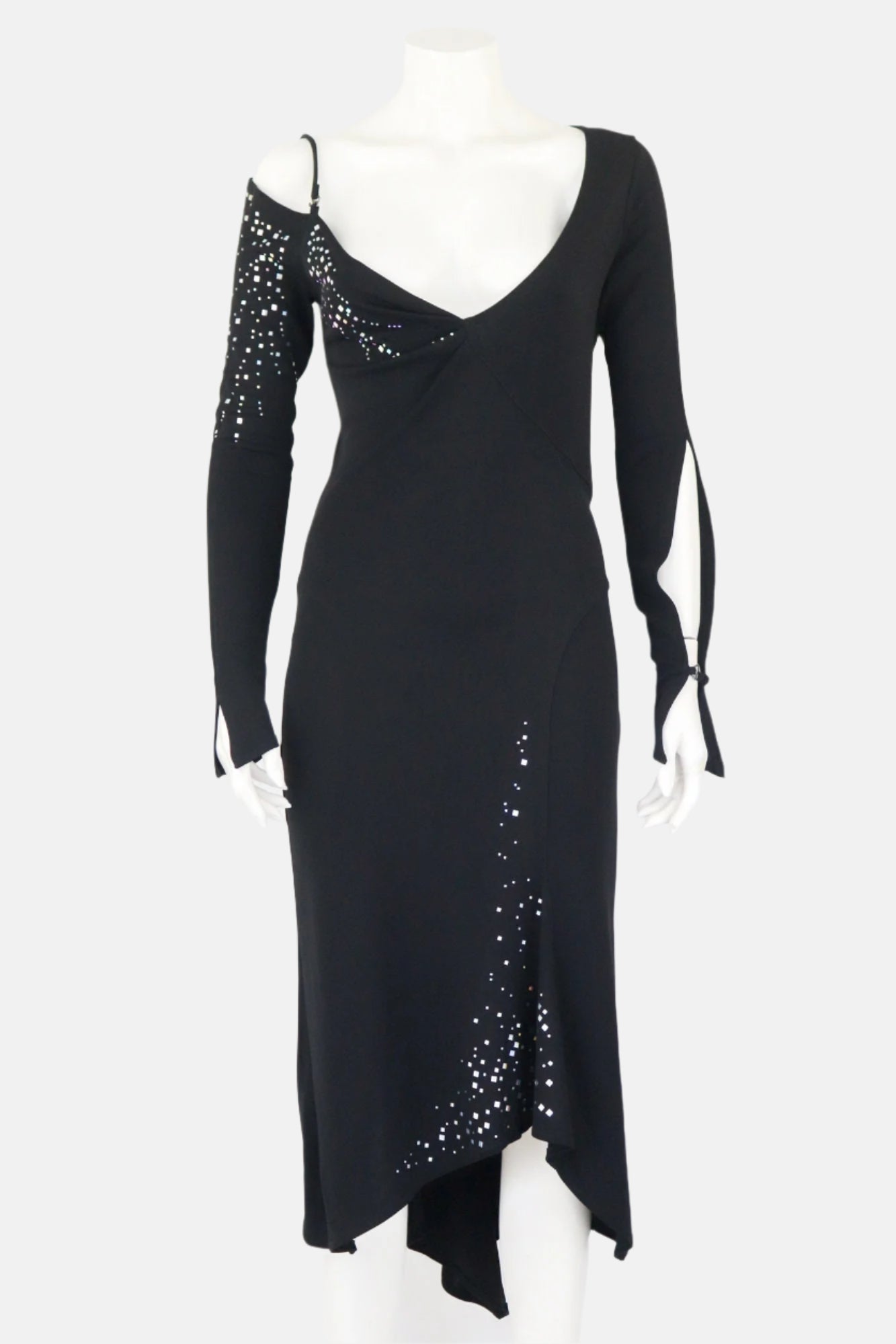 Vintage F/W 2001 Lolita Lempicka Long Asymmetric Cutout Dress / FR 40 (S-M)