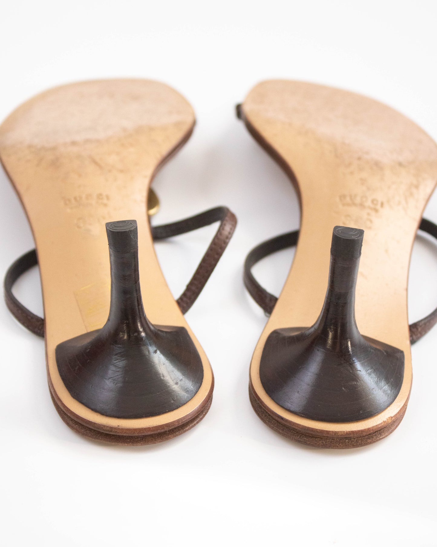 Vintage Gucci by Tom Ford Brown Leather Kitten Heel Mules Horsebit Detail / 38 (US 8)