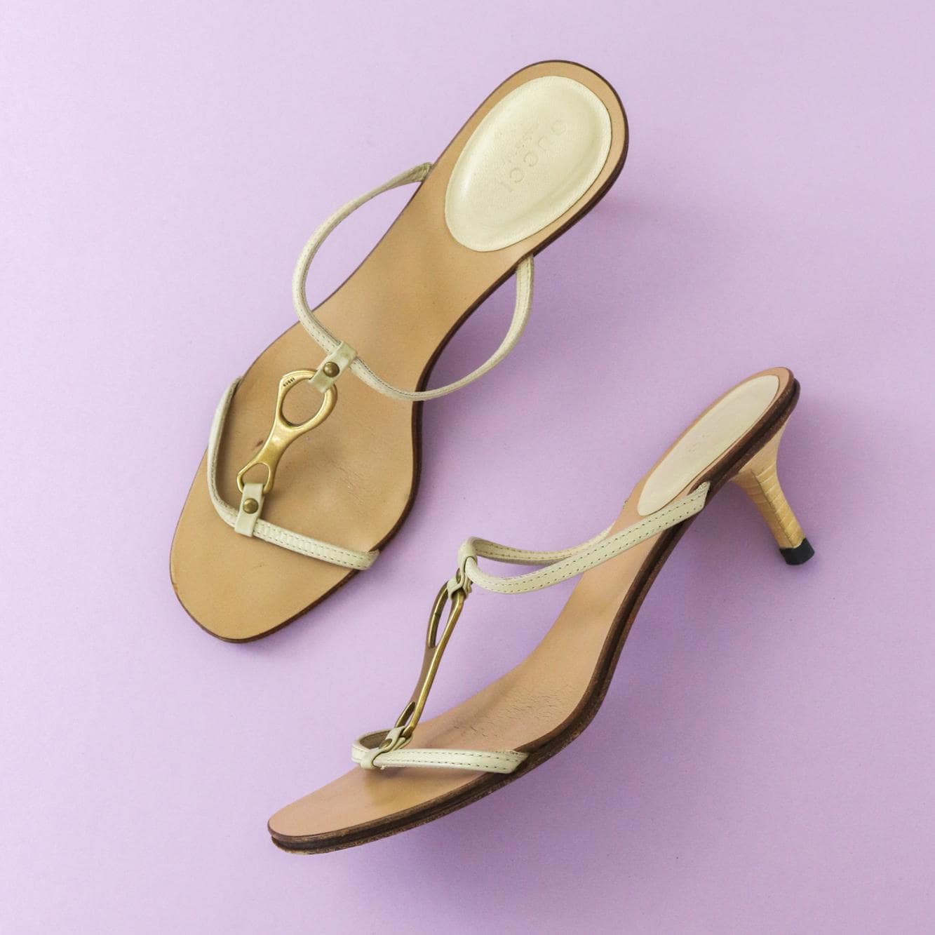 Vintage Gucci by Tom Ford Leather Kitten Heel Mules Metal Horsebit Detail / 37 (US 7)