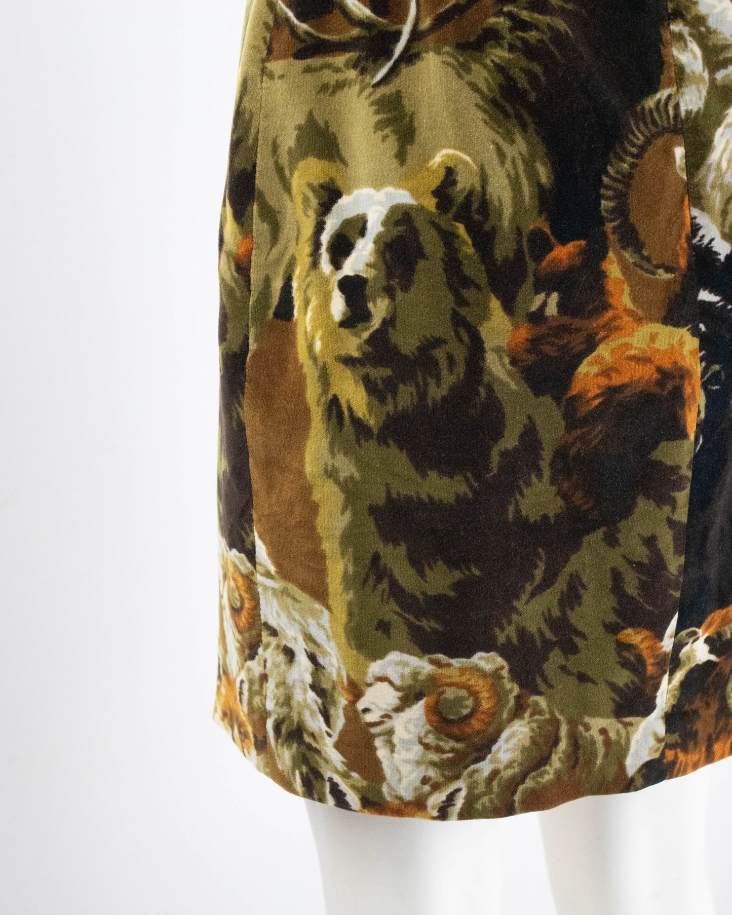 Vintage Kenzo Jungle Animal Print Velvet Skirt / M