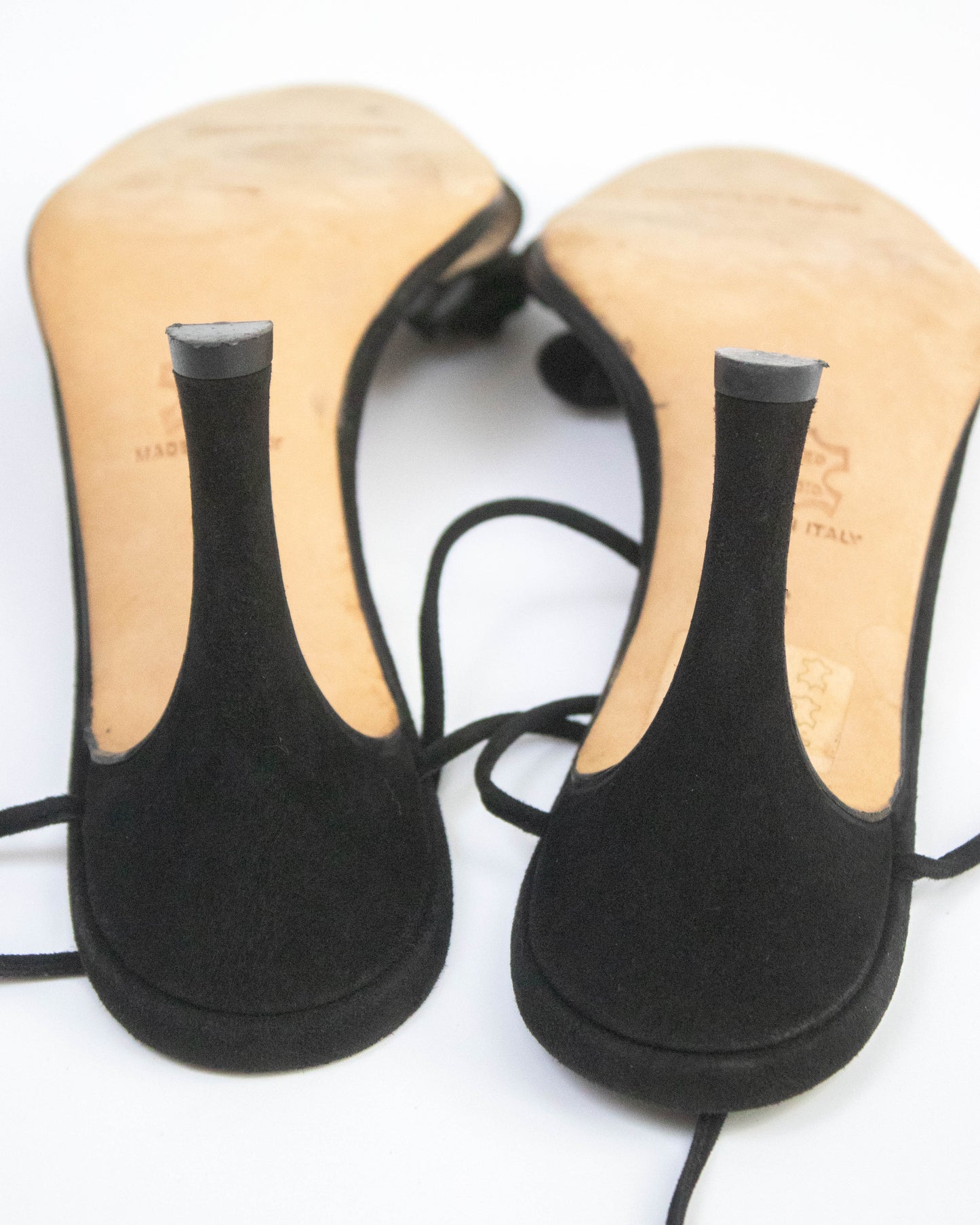 Vintage Manolo Blahnik Black Rose Vine Ankle Wrap Heels / 36 (US 6)
