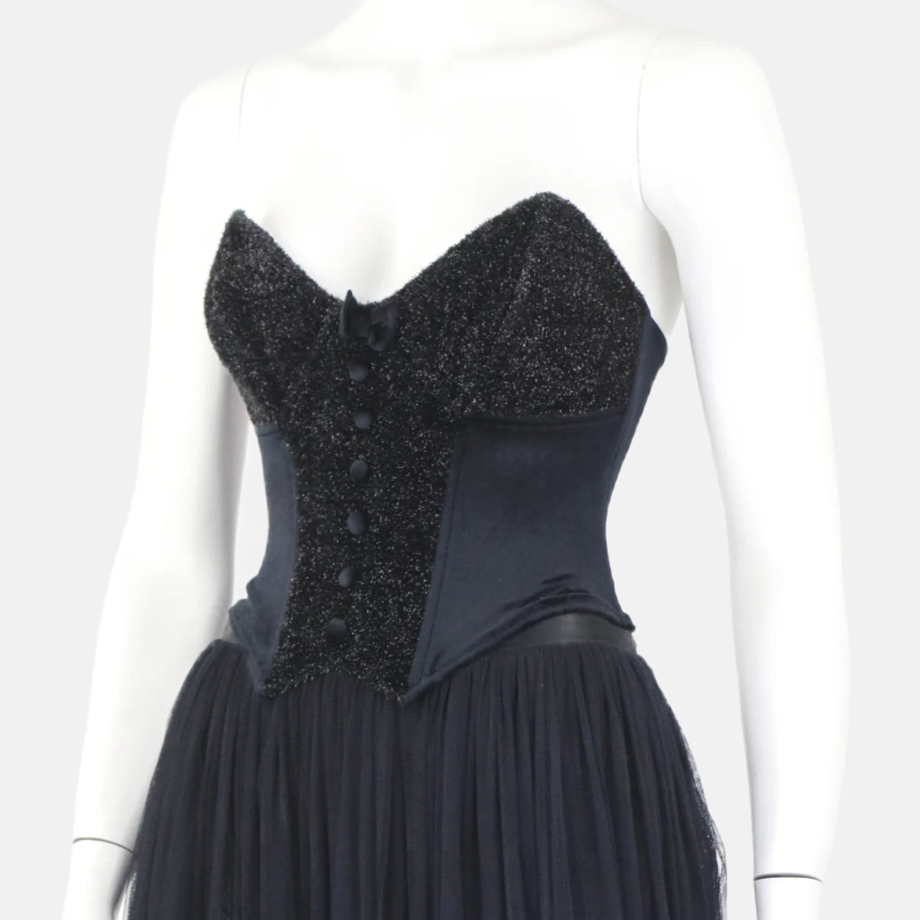 Vintage Ritmo di Perla La Perla Black Velvet Boned Corset Bustier Tuxedo Top / M
