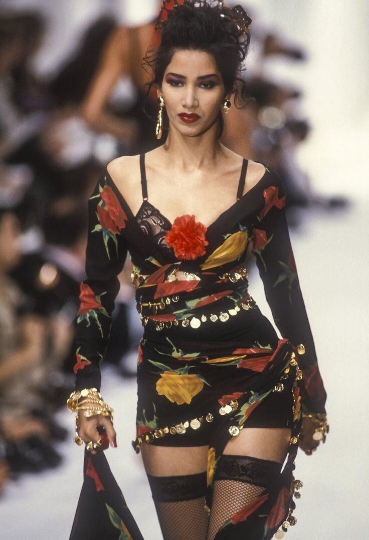 Vintage S/S 1992 Complice by Dolce&Gabbana Coins Embellished Floral Print Wrap Top / IT 42 (S)