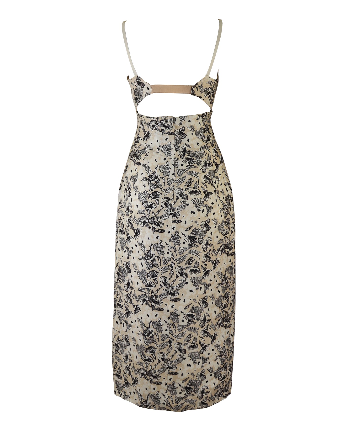 Vintage S/S 1997 Dolce&Gabbana Ivory Floral Print Linen Dress / IT 42 (S)