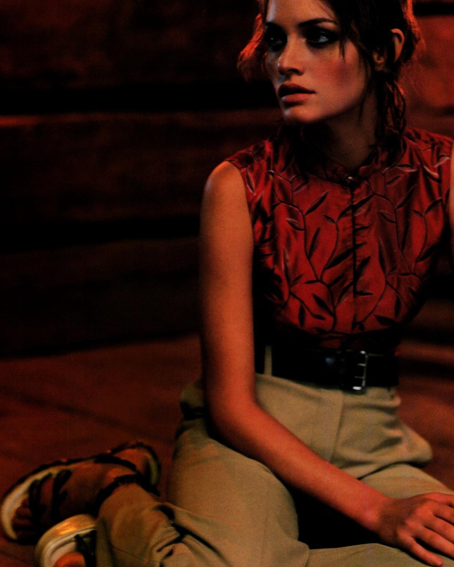 Vintage S/S 1997 Prada Floral Vine Leaf Applique Runway Wedge Sandals / 36 (US 6)