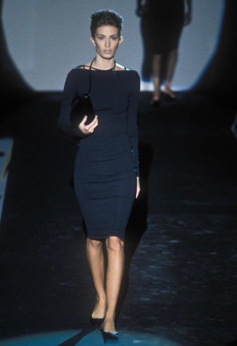 Vintage S/S 1998 Gucci by Tom Ford Runway Bodycon Midi Dress Leather Straps / IT 40 (XS-S)
