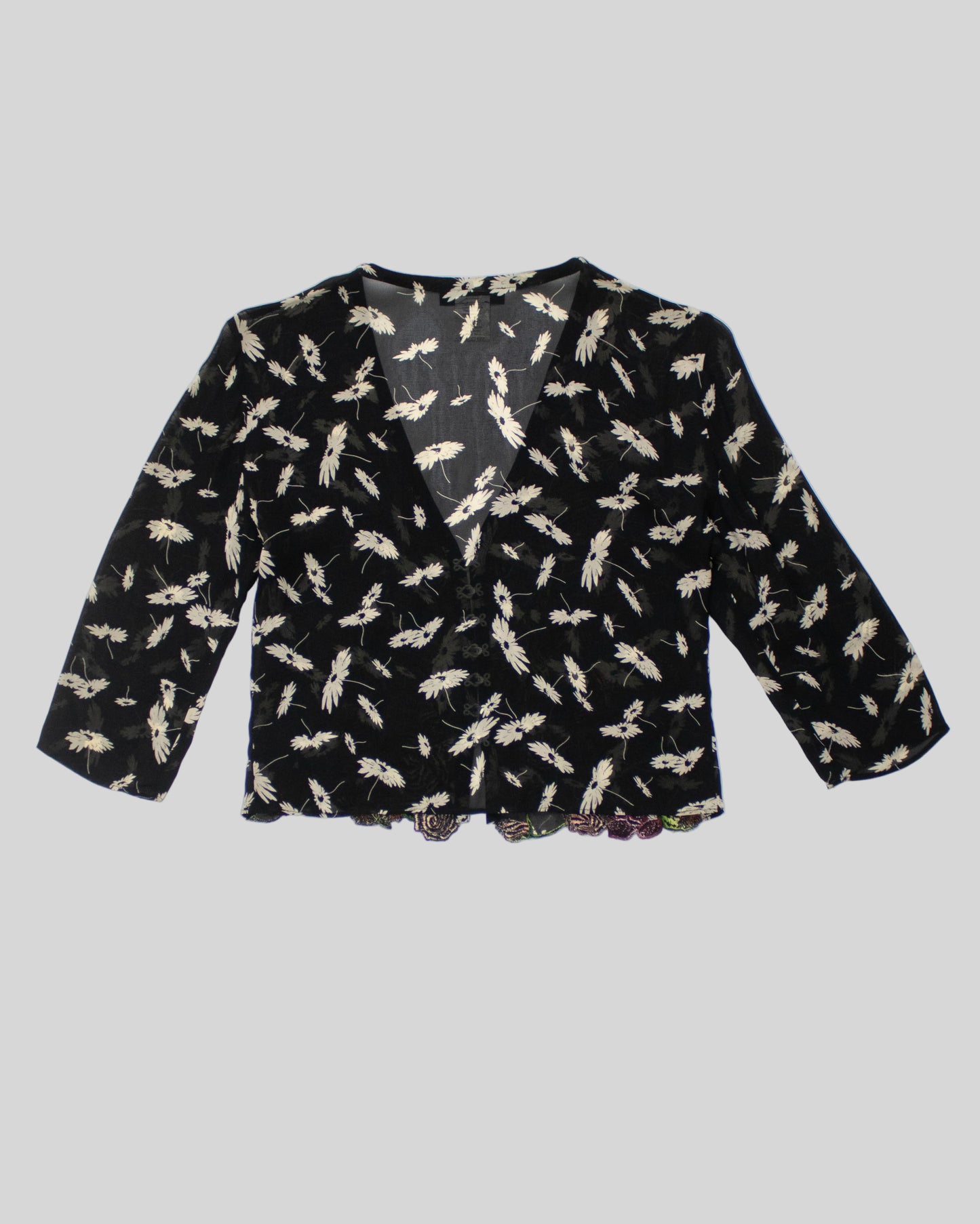 Vintage S/S 2000 Lolita Lempicka Floral Embroidery Runway Blouse / S