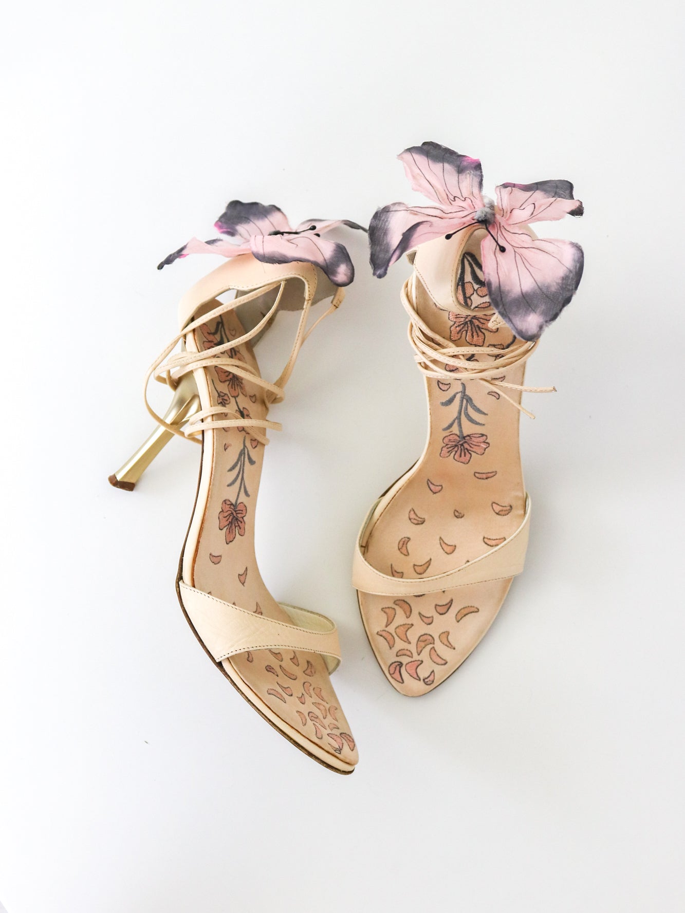 Vintage Vicini Giuseppe Zanotti Leather Lace Up Butterfly Sandals / 38 (US 8)
