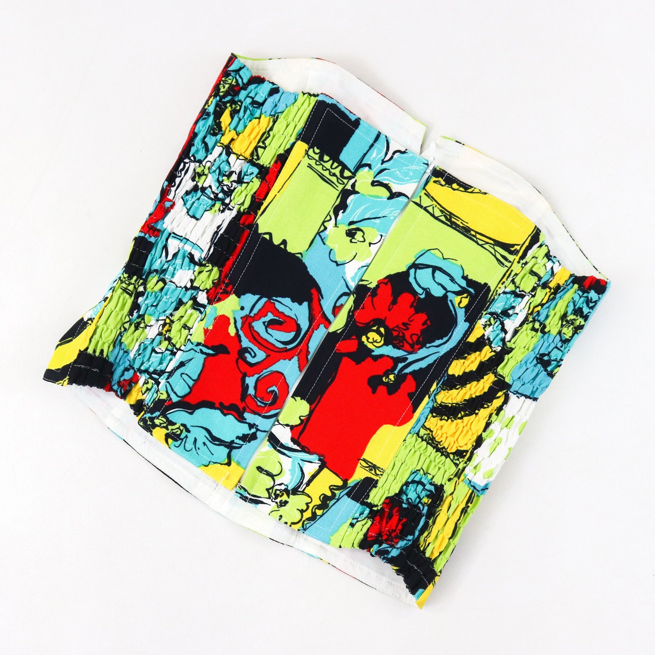 Vintage Laurel by Escada Boned Corset Strapless Graphic Print Top / S-M