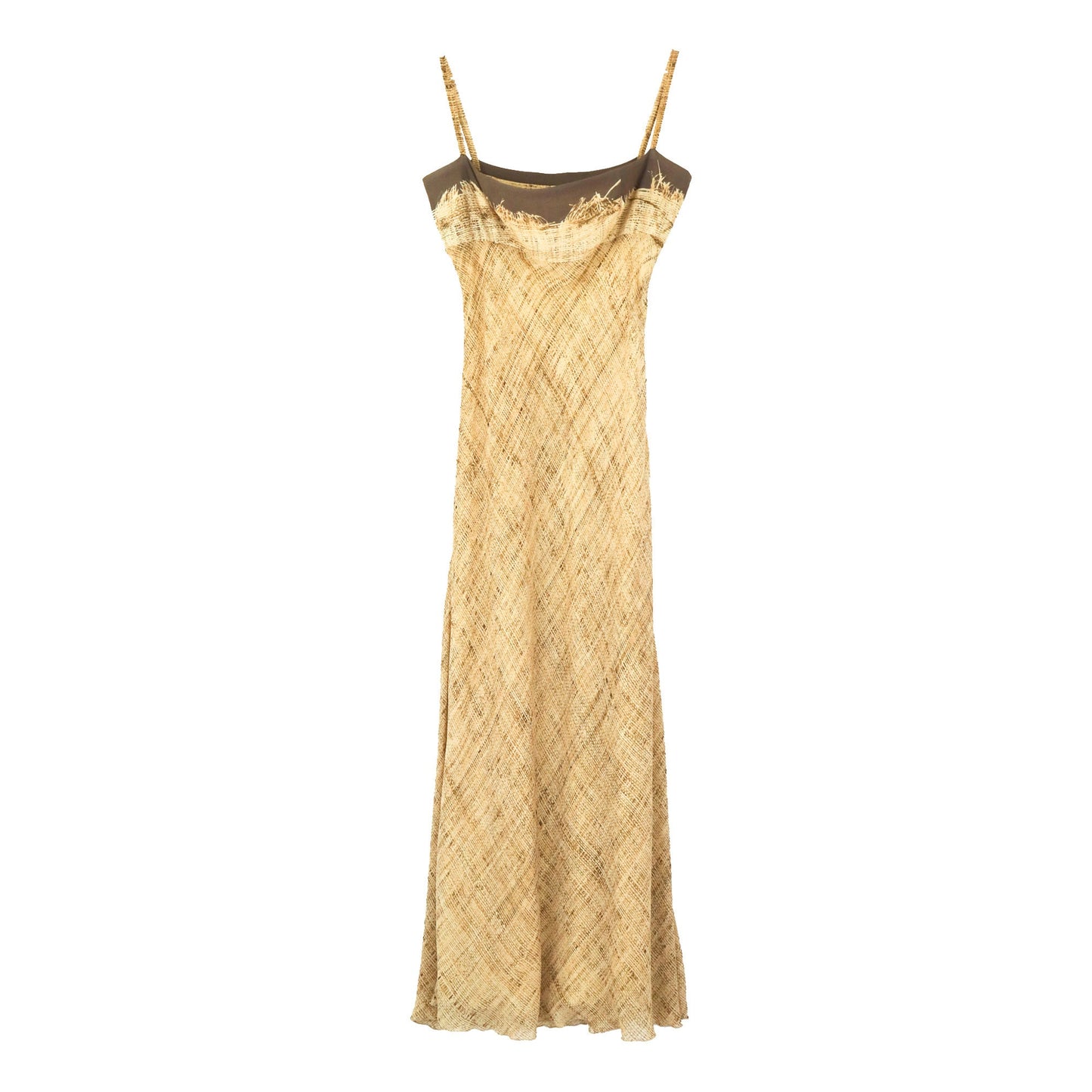 Vintage S/S 1997 Roberto Cavalli Silk Runway Gown Hay Print Long Dress / M