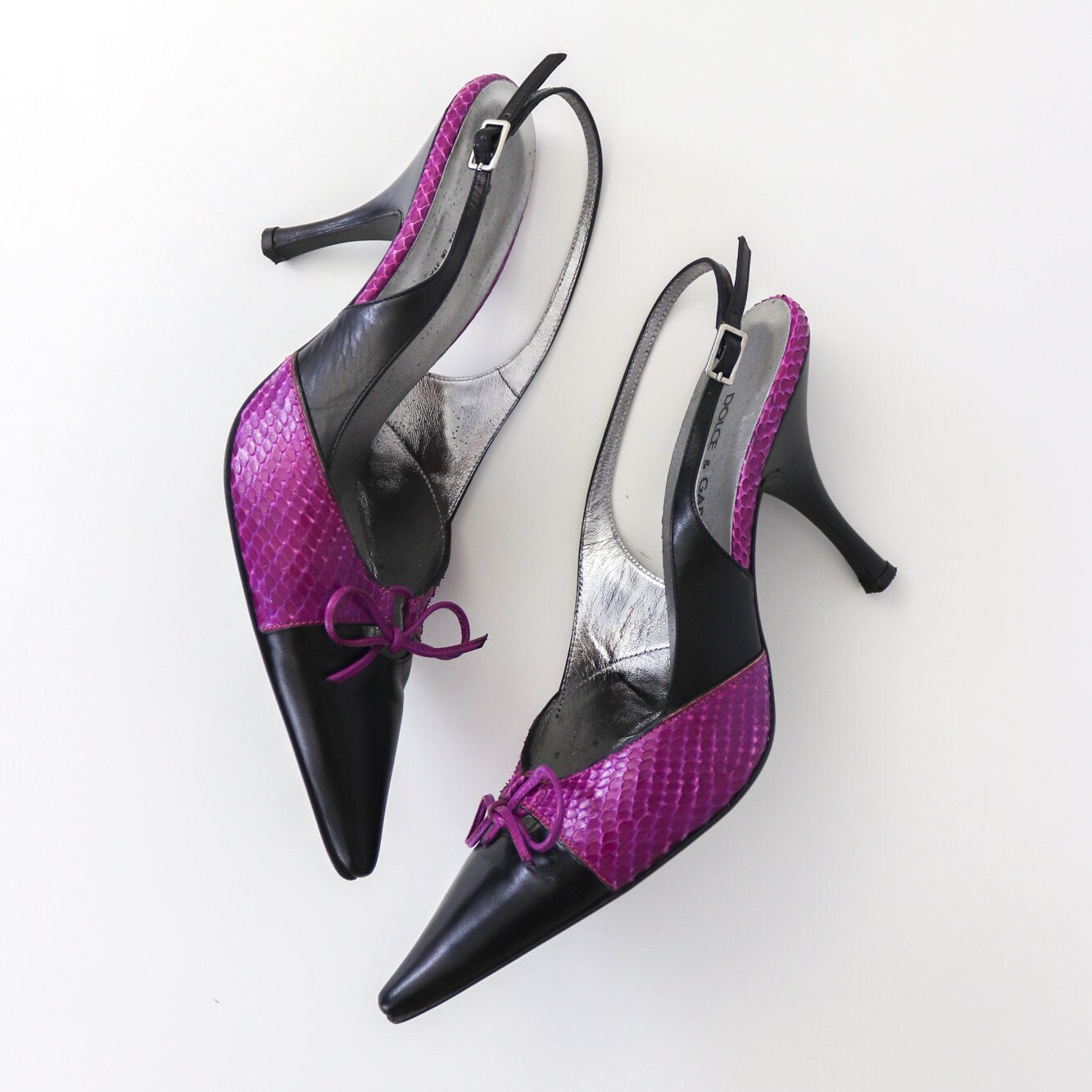 Vintage F/W 1999 Dolce&Gabbana Python Leather Snakeskin Slingback Heels / 37 (US 7)