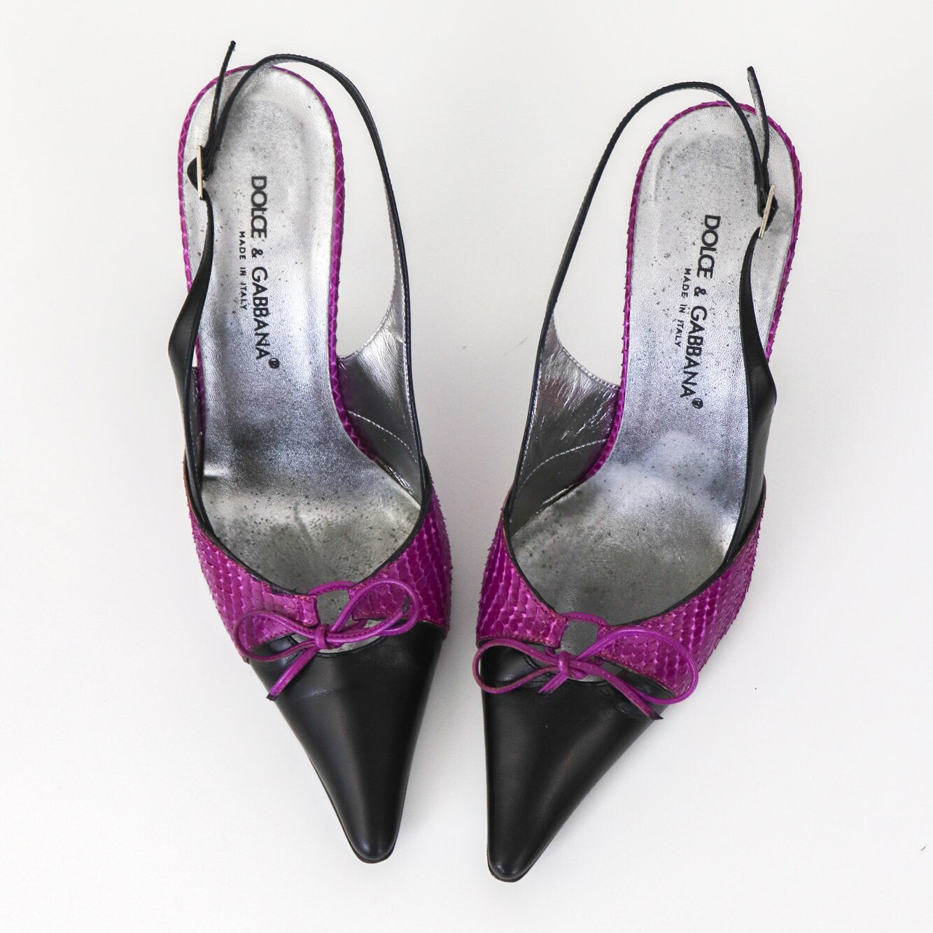 Vintage F/W 1999 Dolce&Gabbana Python Leather Snakeskin Slingback Heels / 37 (US 7)