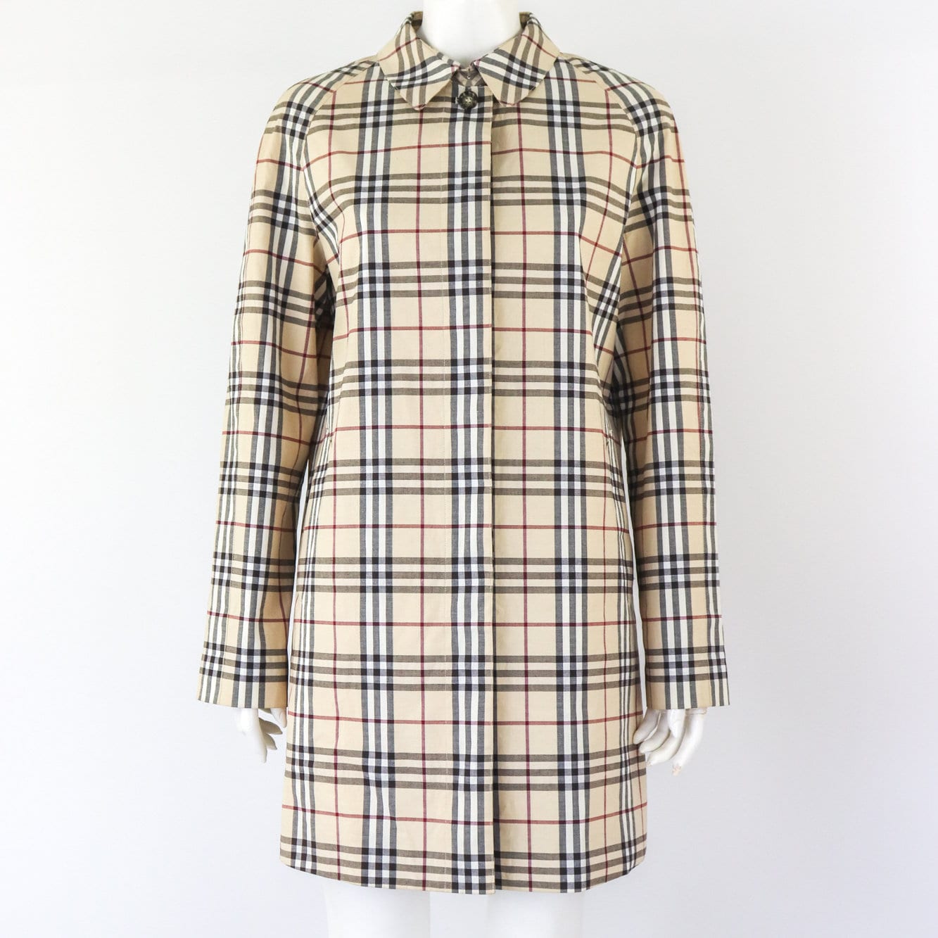 Vintage 2000s Burberry London Cotton Blend Nova Check Tartan Trench Coat / S-M