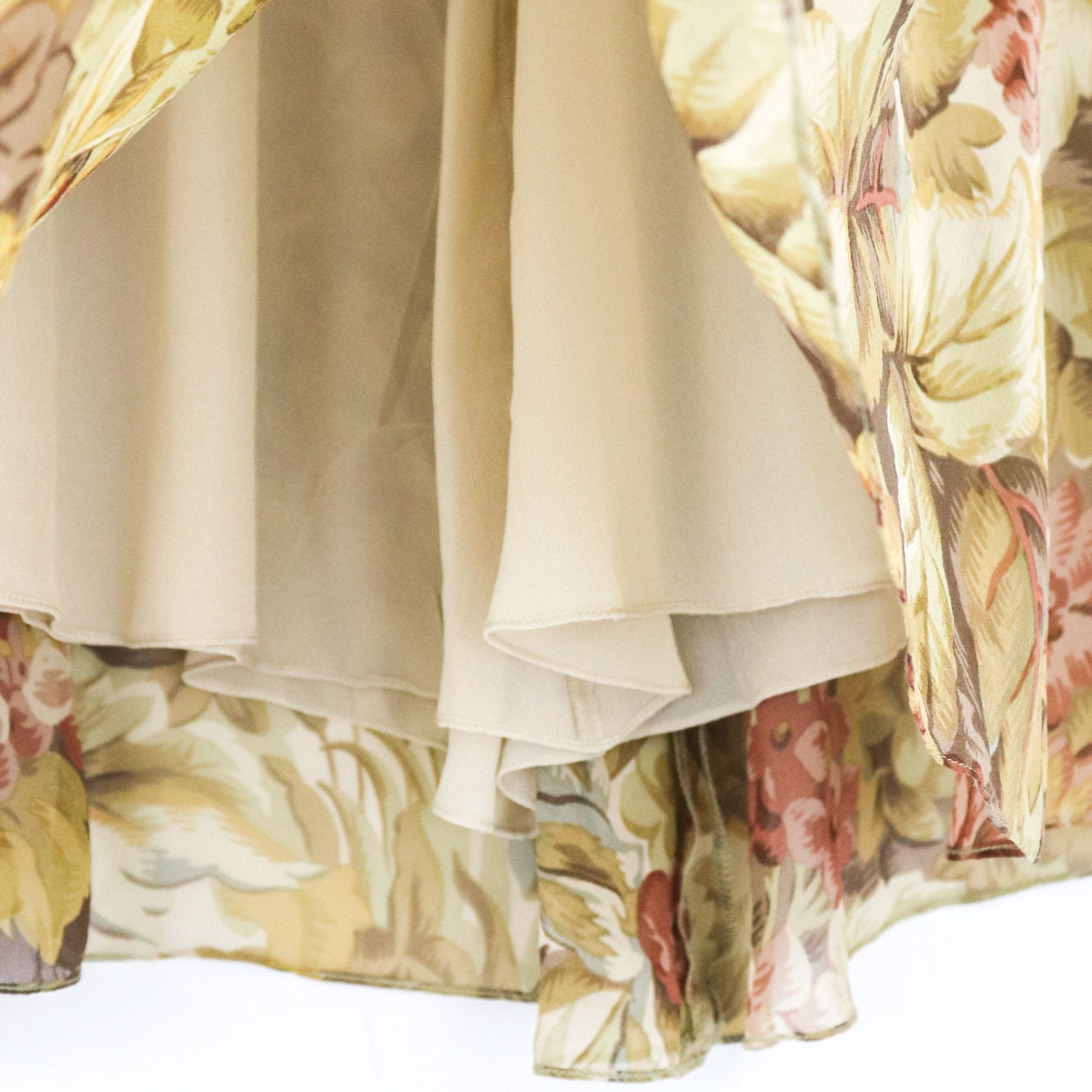 Vintage 1990s Calvin Klein Collection Floral Print Silk Skirt / XS-S