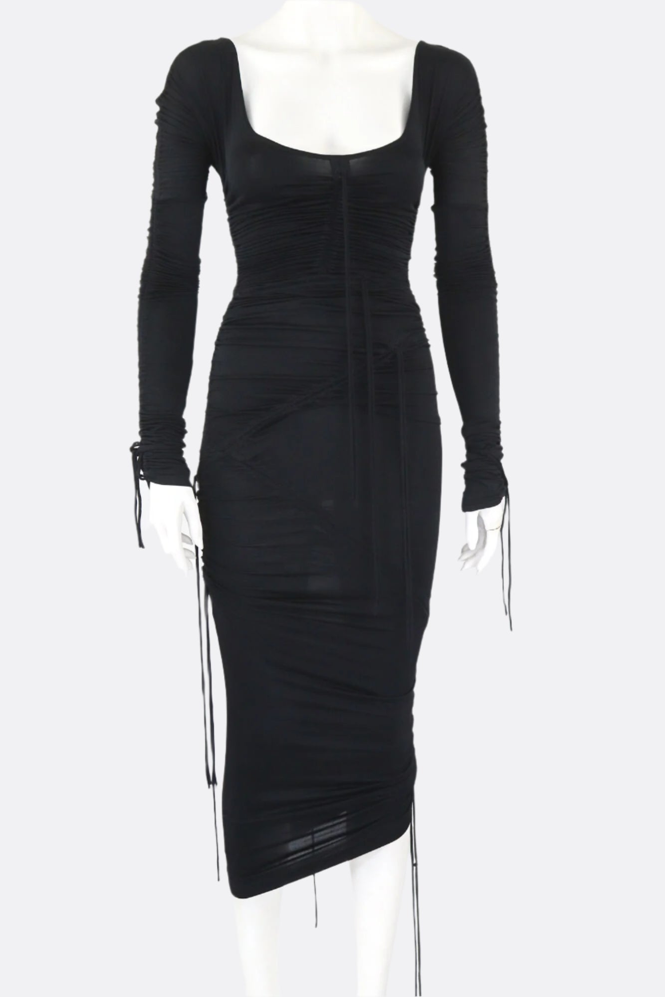 Vintage S/S 2003 Dolce&Gabbana Drawstring Ruched Bodycon Runway Dress / IT 40 (XS)
