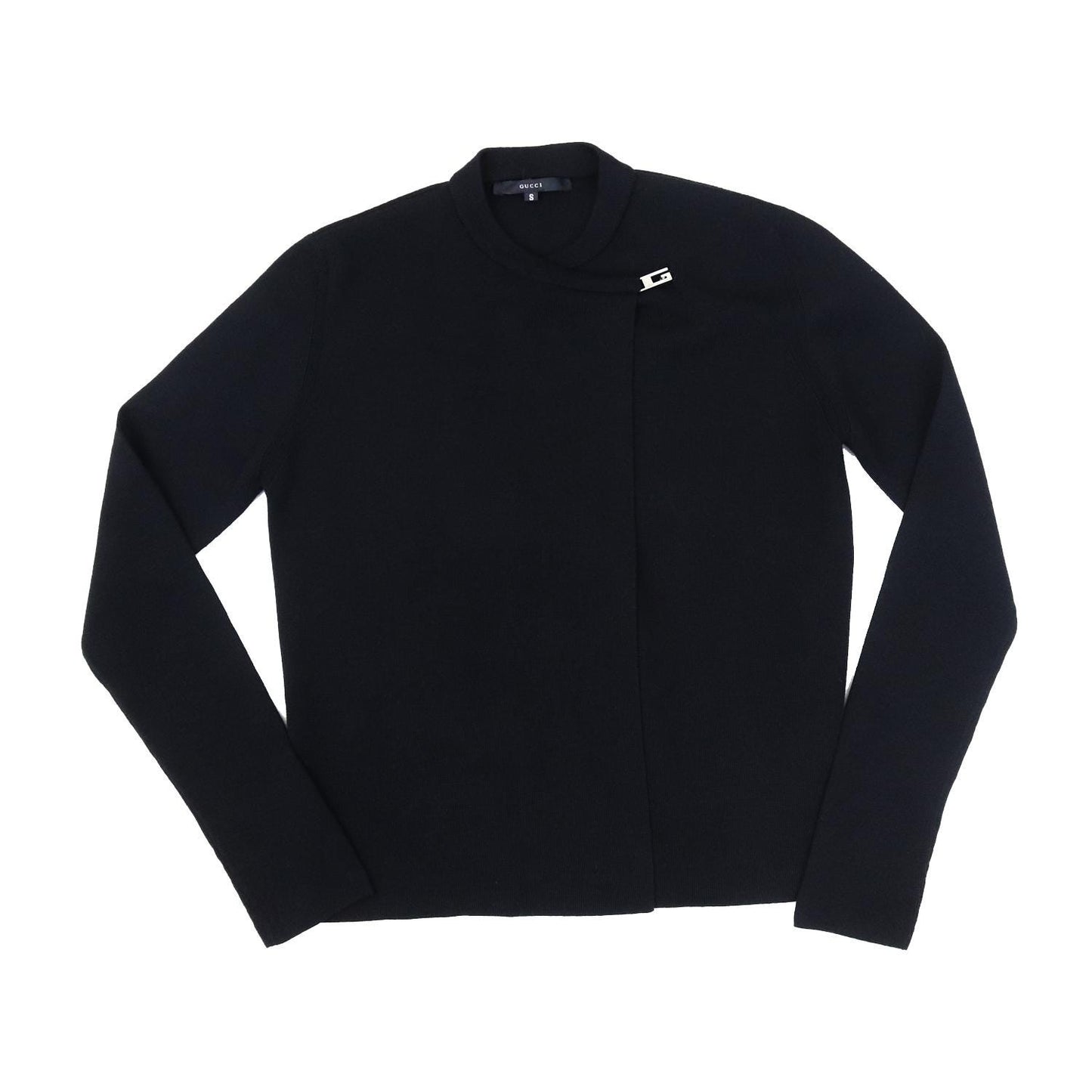 Vintage F/W 1998 Gucci by Tom Ford G Buckle Black Knit Wool Silk Cashmere Blend Cardigan / S