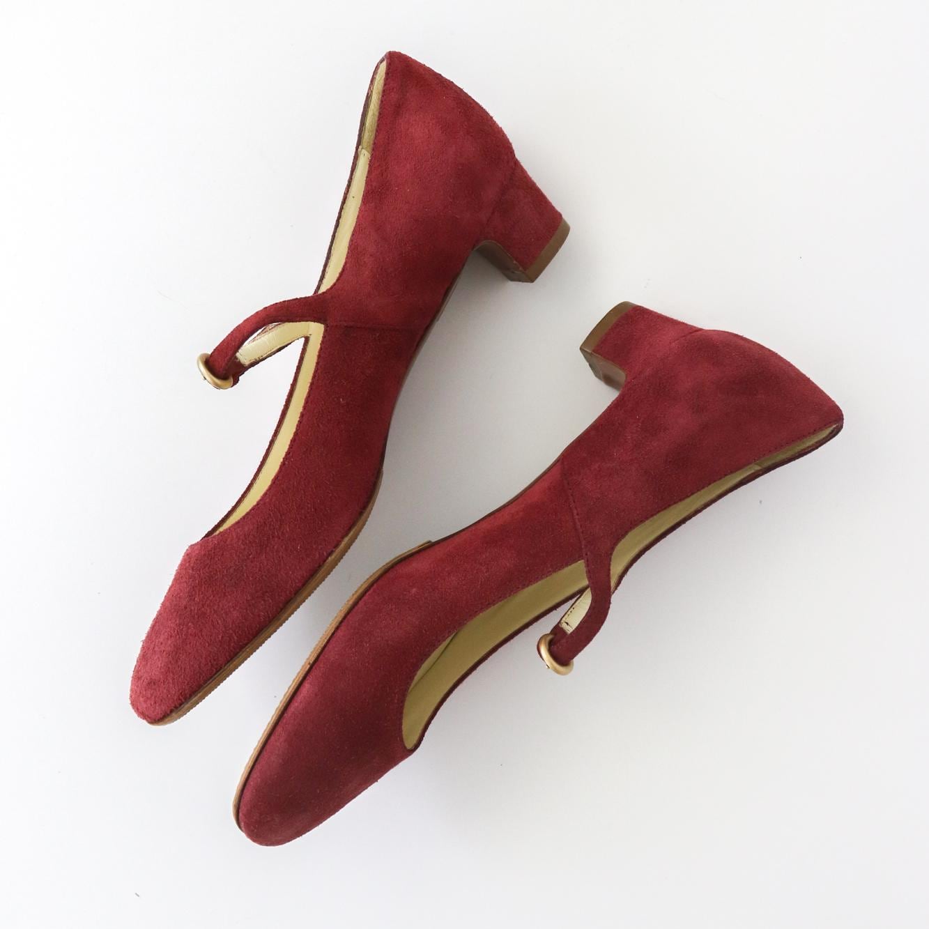 Vintage S/S 2005 Miu Miu Prada Red Suede Mary Jane Heels / 35 (36)