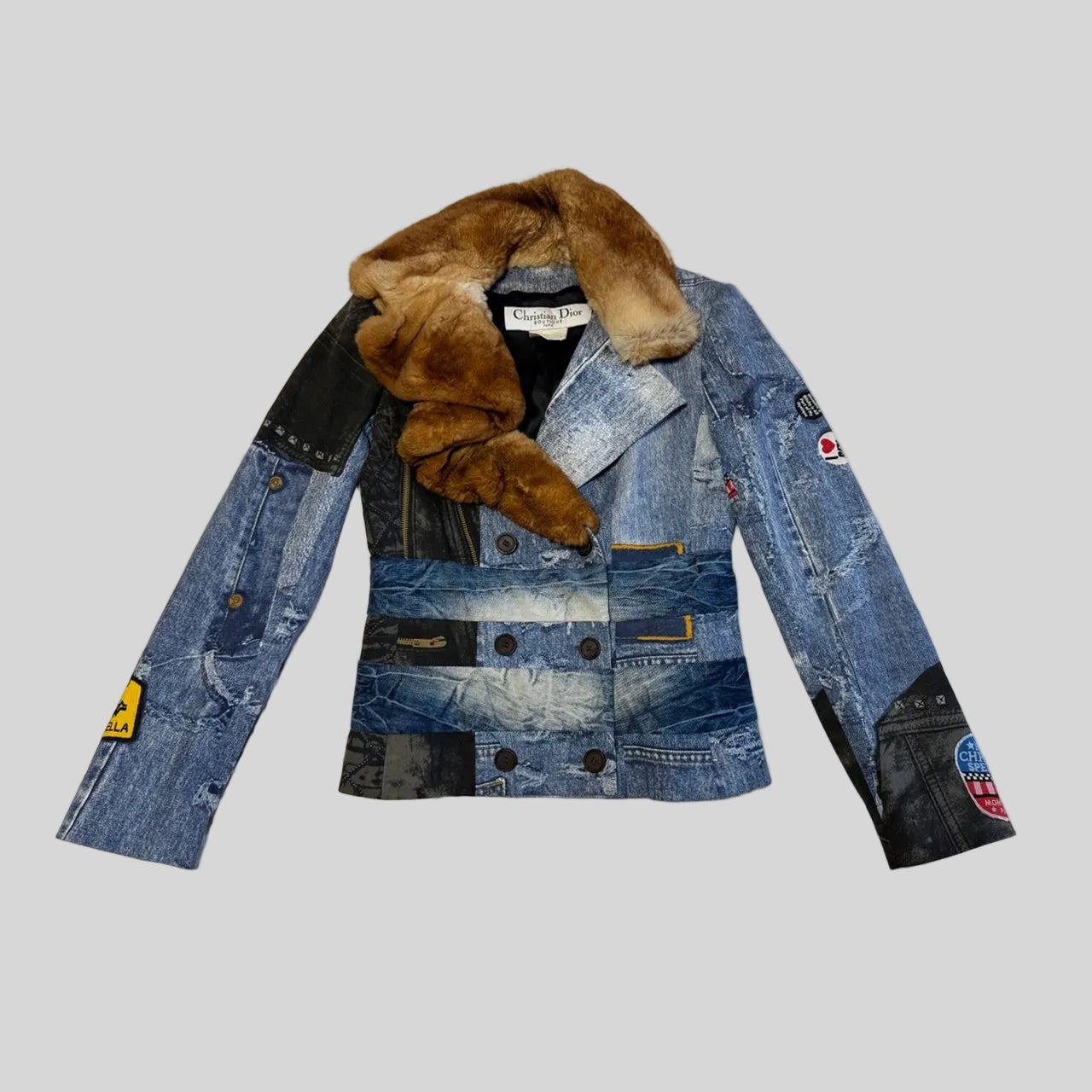 Vintage F/W 2001 Christian Dior by John Galliano Trompe L'Oeil Fur Collar Jacket / S