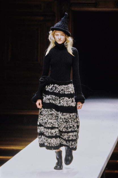 Vintage F/W 1998 Yohji Yamamoto Runway Wool Ribbed Mini Dress / M