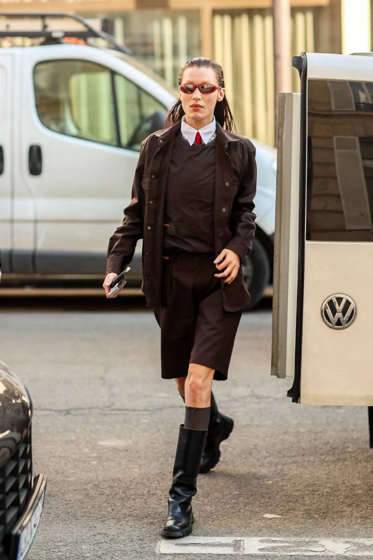 Vintage Prada Linea Rossa 2004 Black Lug Sole Boots As seen on Bella Hadid / 36.5 (US 6.5)