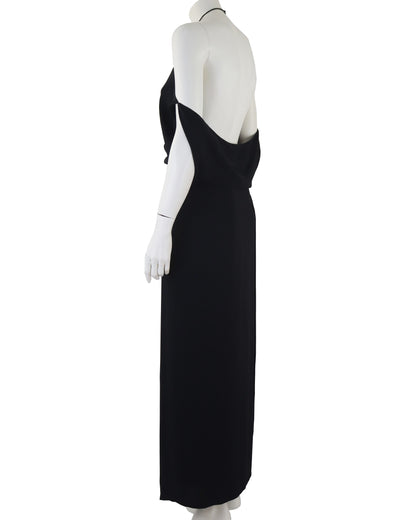 Vintage F/W 2001 Calvin Klein Collection Long Black Silk Dress Runway Gown / S-M