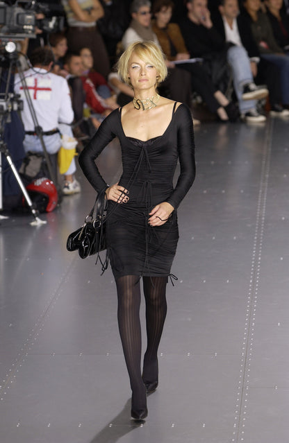 Vintage S/S 2003 Dolce&Gabbana Drawstring Ruched Bodycon Runway Dress / IT 40 (XS)