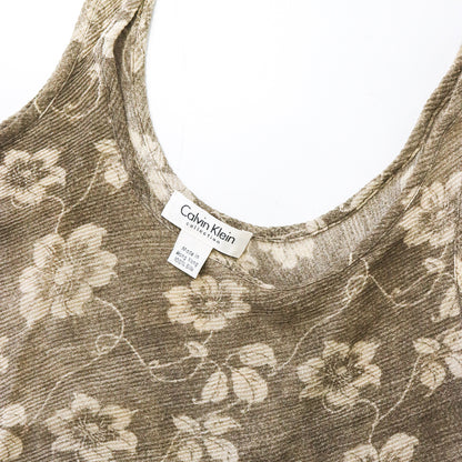 Vintage S/S 1994 Calvin Klein Collection Beige Silk Floral Print Runway Top / S