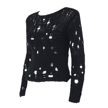 Vintage F/W 1999 Calvin Klein Collection Black Chunky Knit Cashmere Runway Sweater / S