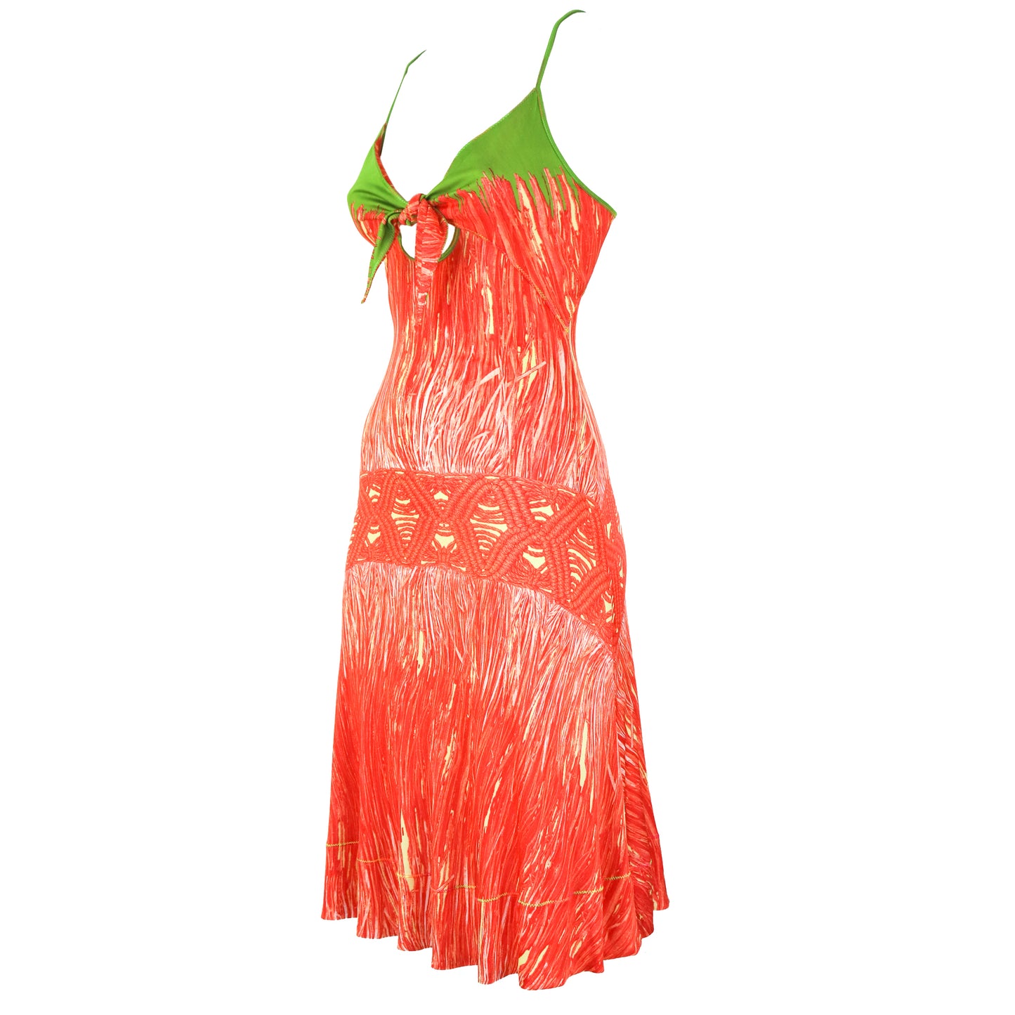 Vintage 2000s Roberto Cavalli Just Cavalli Cutout Tie Front Viscose Dress / IT 42 (S)