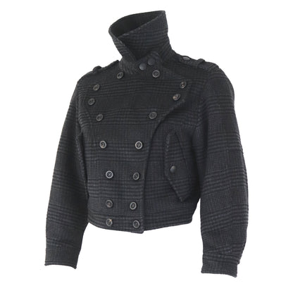 Vintage Burberry Prorsum Gray Houndstooth Cashmere Jacket Cropped Trench Coat / IT 40 (XS)