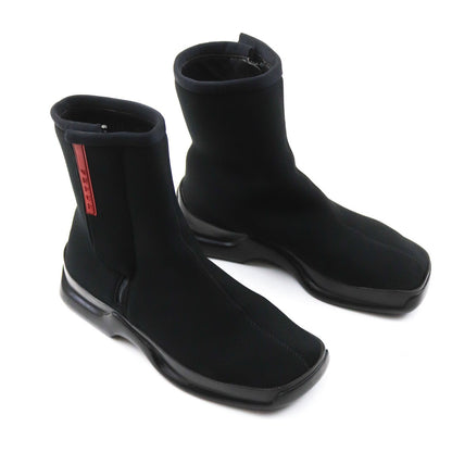 Vintage 1990s Prada Linea Rosa Square Toe Massive Sole Nylon Moto Boots / 37 (US 7)
