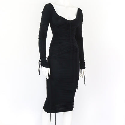 Vintage S/S 2003 Dolce&Gabbana Drawstring Ruched Bodycon Runway Dress / IT 40 (XS)