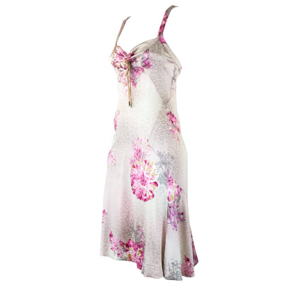 NWT Vintage 2000s Roberto Cavalli Just Cavalli Silk Asymmetric Floral Print Dress / IT 42 (S)