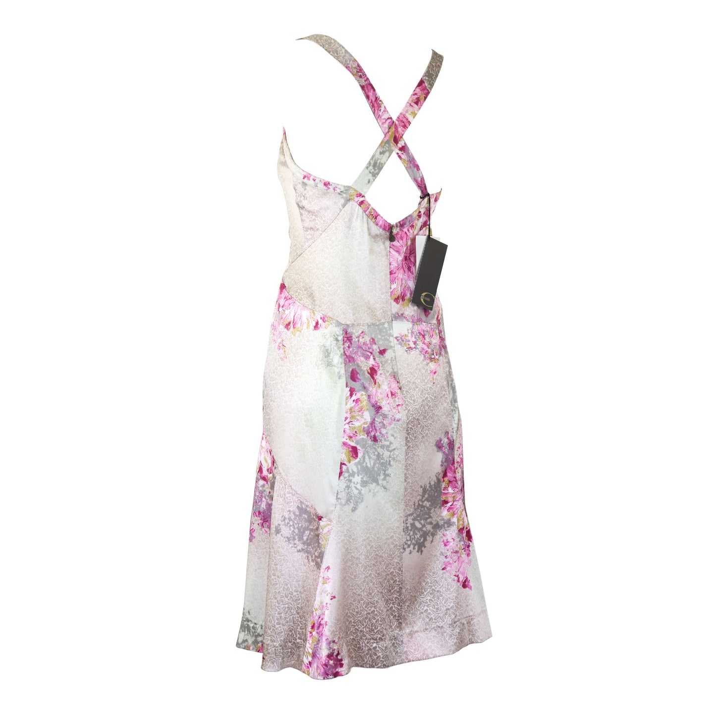 NWT Vintage 2000s Roberto Cavalli Just Cavalli Silk Asymmetric Floral Print Dress / IT 42 (S)