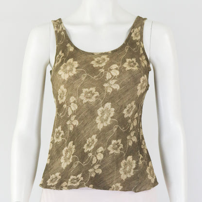Vintage S/S 1994 Calvin Klein Collection Beige Silk Floral Print Runway Top / S