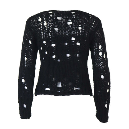 Vintage F/W 1999 Calvin Klein Collection Black Chunky Knit Cashmere Runway Sweater / S