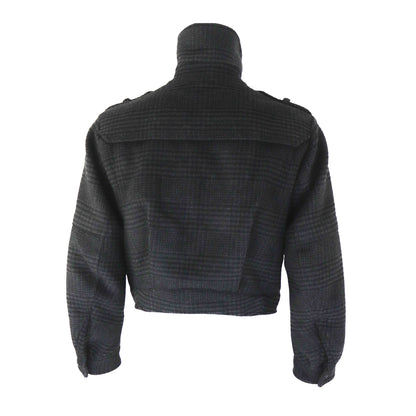 Vintage Burberry Prorsum Gray Houndstooth Cashmere Jacket Cropped Trench Coat / IT 40 (XS)