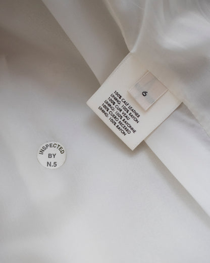 Vintage S/S 2000 Calvin Klein Collection Off-white Leather Runway Coat / XS-S