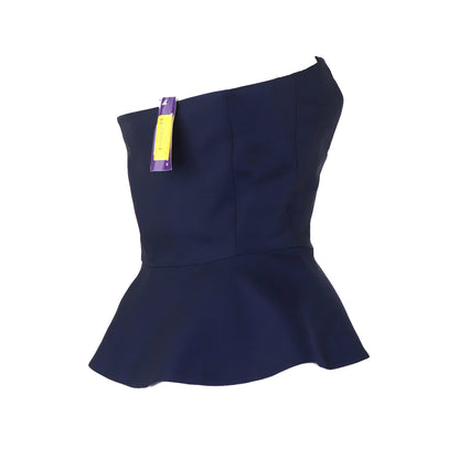 Vintage 2000s Ralph Lauren Collection Viscose Silk Boned Corset Peplum Top / XS