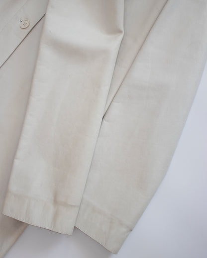 Vintage S/S 2000 Calvin Klein Collection Off-white Leather Runway Coat / XS-S