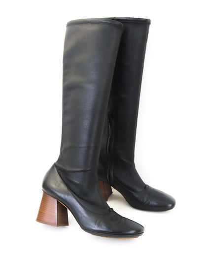 Celine by Phoebe Philo Black Leather Soft Ballerina Boots / 37 (US 7)