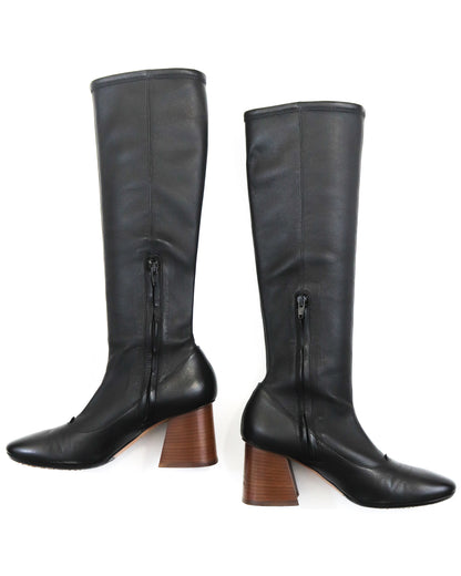 Celine by Phoebe Philo Black Leather Soft Ballerina Boots / 37 (US 7)