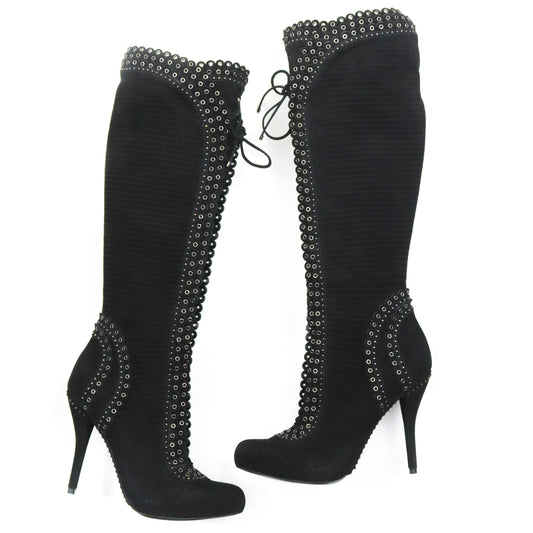 Christian Dior Muse Suede Corset Boots Eyelet Detail / 36.5 (US 6.5)