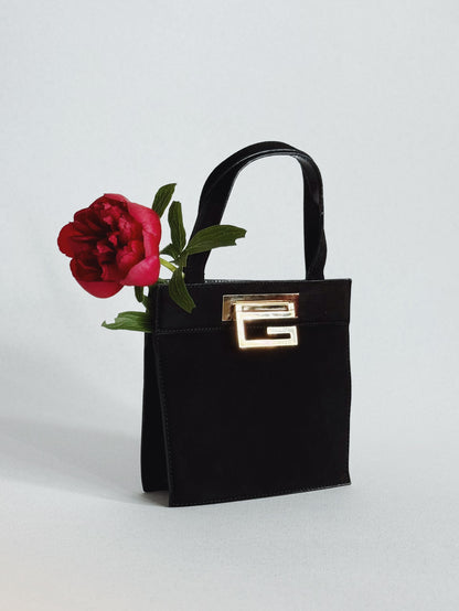 F/W 1997 Gucci by Tom Ford Black Mini Top Handle Bag Square G Clasp